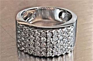 SR 6691 MICRO PAVE WIDE BAND CIGAR STERLING SILVER RING