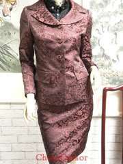 SILK Women Suit Long Jacket Knee Length Skirt Dress  