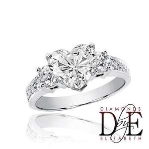 Diamond Engagement Ring 1.75 carat total Heart Shape Platinum 