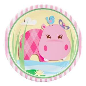 Hippo Pink Dinner Plates (8) Party Supplies