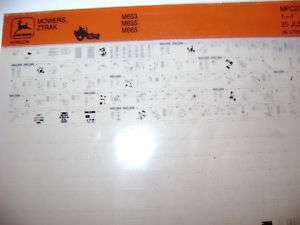 John Deere M653 M655 M665 Ztrak Mower Parts Microfiche  