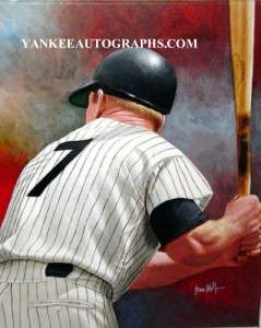MICKEY MANTLE NY YANKEES LEON WOLF HAND PAINTED 16 X 20  