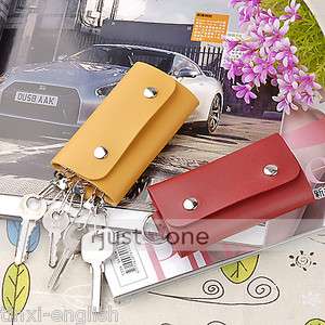   Portable Mini Key Bag PU Leather Keychain Holder Keyring Case Purse