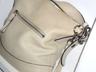 COACH Off White Pebbled Leather Duffel Convertible Cross Body Shoulder 