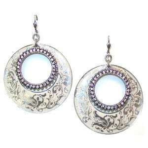   Sterling Silver Plated White Enamel Swarovski Crystals Dangle Earrings