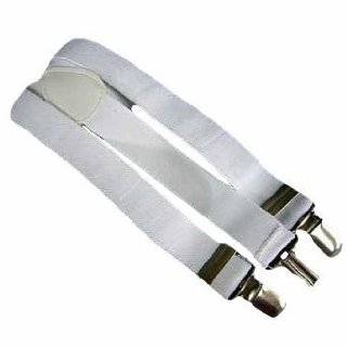  2 Wide All White Suspenders with Patented No slip Clips 