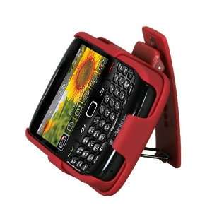  Red Hybrid Shell Case Holster w/ Kickstand for Blackberry 