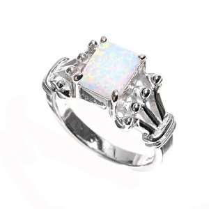  Sterling Silver Lab Opal Ring   3mm Band Width   11mm Face 