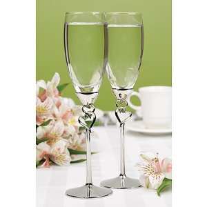 Entwined Hearts Silver Plated Champagne Flutes