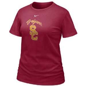Nike USC Trojans Womens Slim Fit Frackle Blended T Shirt  