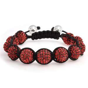 Bling Jewelry Macrame Bracelet Unisex Red Swarovski Crystal Beads 12mm