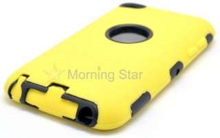 Rugged Silicone Hard Plastic Case for iPod Touch 4 YLLW  