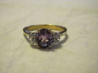   Amethyst 2.5 Carat Solitaire & Cubic Zirconia Ring SIze 6 11  