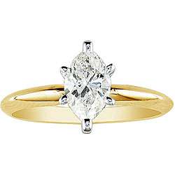 14k Gold 3/4ct TDW Marquise Diamond Solitaire Ring (I J, I1 