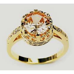 14k Yellow Gold Overlay Champagne Crown Solitaire  