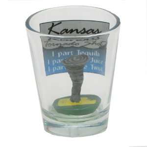  Kansas tornado shot glass with 3D tornado in Kitchen 