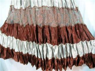 GUESS Art Wear Frilly Aqua Lace Brown/Aqua Tiered Skirt High Waist 