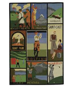 Handmade Vintage Golf Poster Wool Rug (39 x 59)  