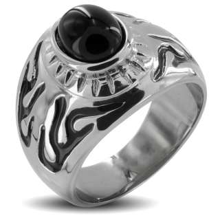 Stainless Steel Onyx Stone Mens Ring  