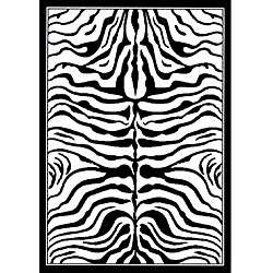Alexa Omega Collection Zebra Animal Black Rug (53 x 76)   