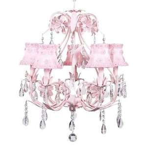  Pink Five Arm Ballroom Chandelier with Pink Shades