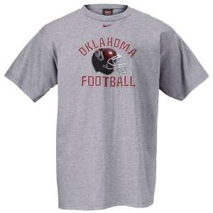 Nike Oklahoma Sooners Grey Football Helmet T shirt  Sports 