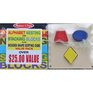     Alphabet Nesting Blocks + Wooden Shape Sorting Cube Toys & Games