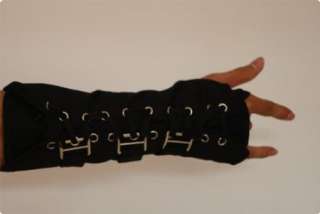 Michael Jackson MJ bandage bracer half finger gloves black white or 