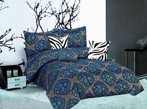 7PC Luxury Paisley Zebra Jacquard Comforter set QUEEN  