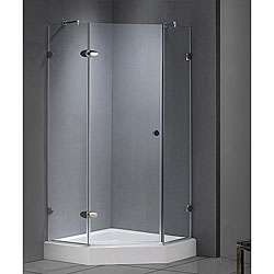   Frameless Tempered Glass Shower Enclosure with Base  