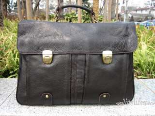 Mens Real Leather Briefcase Messenger 15Laptop Bag New  