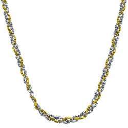 14k Two tone Gold 17 inch Diamond cut Twisted Ball Chain Necklace 