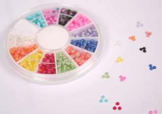 WHEEL 12 COLORS NAIL ART TIPS HALF ROUND BABY PEARL BEAD DECORATION 3D 