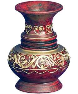 Lacquer Vase with Painted Gold Highlights  