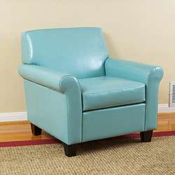 Oversized Teal Blue Bonded Leather Club Chair  