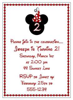 Mickey Mouse Minnie Mouse Birthday Invitation  