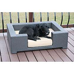 All weather Cushioned Resin Wicker Dog Bed  