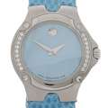 Movado Sports Edition Womens Blue Dial Leather Strap Diamond Watch