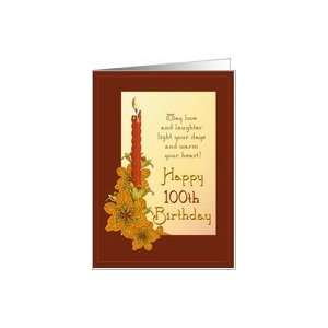  Happy 100th Birthday Tiger Lily and Red Candle Card Toys & Games