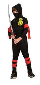 Black Ninja Boys Costume Size S Small 4 6 NEW  