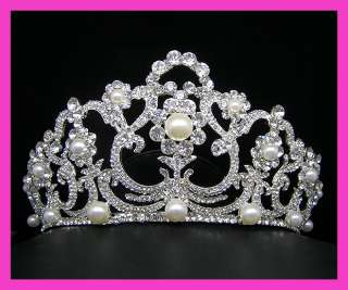 Wedding/Bridal crystal veil tiara crown headband CR218  