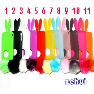 1x Soft Cute Rabbit Bunny Ears Tail Silicone Bumper Case Cover for 