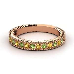  Victoria Band, 14K Rose Gold Ring with Green Tourmaline 