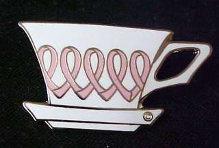 New Breast Cancer Awareness Tea Coffee Cup Lapel Pin  