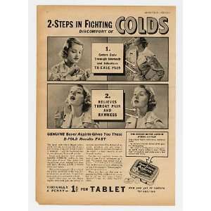  1938 Bayer Aspirin 2 Steps Fight Colds Print Ad (12141 
