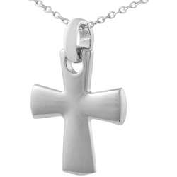 Sterling Silver Polished Chunky Cross Necklace  