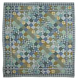 Chambray Nine Patch Twin size Cotton Quilt  