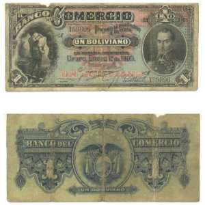  Bolivia El Banco del Comercio 1900 1 Boliviano, Pick S131 