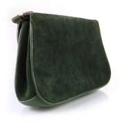 GUCCI Vintage Suede Shoulder Bag Purse Green GG  