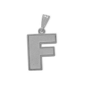    10 Karat White Gold Block Initial F Pendant with 16 chain Jewelry